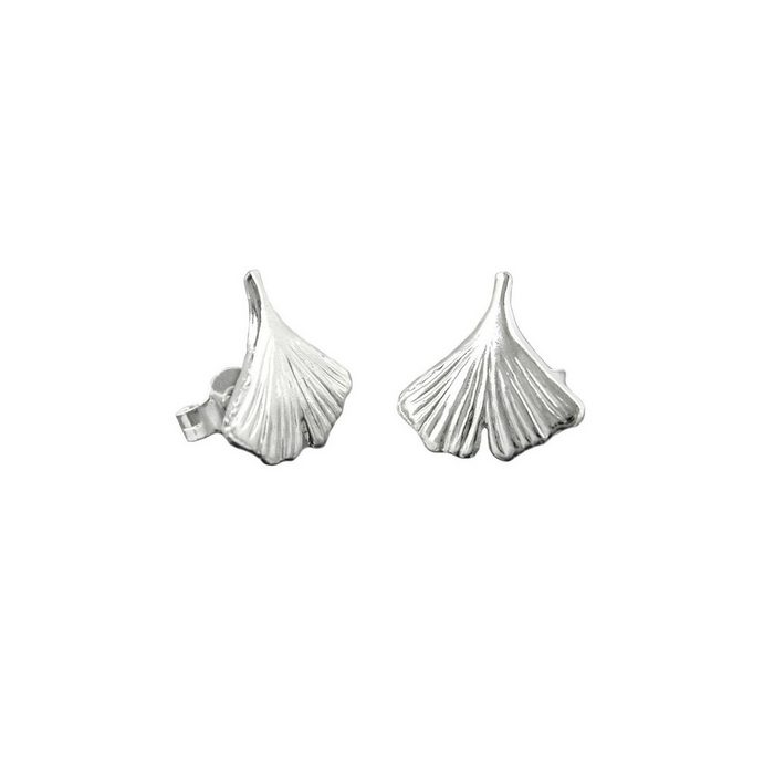 Gallay Paar Ohrstecker Ohrring 12mm Ginkgoblatt glänzend Silber 925