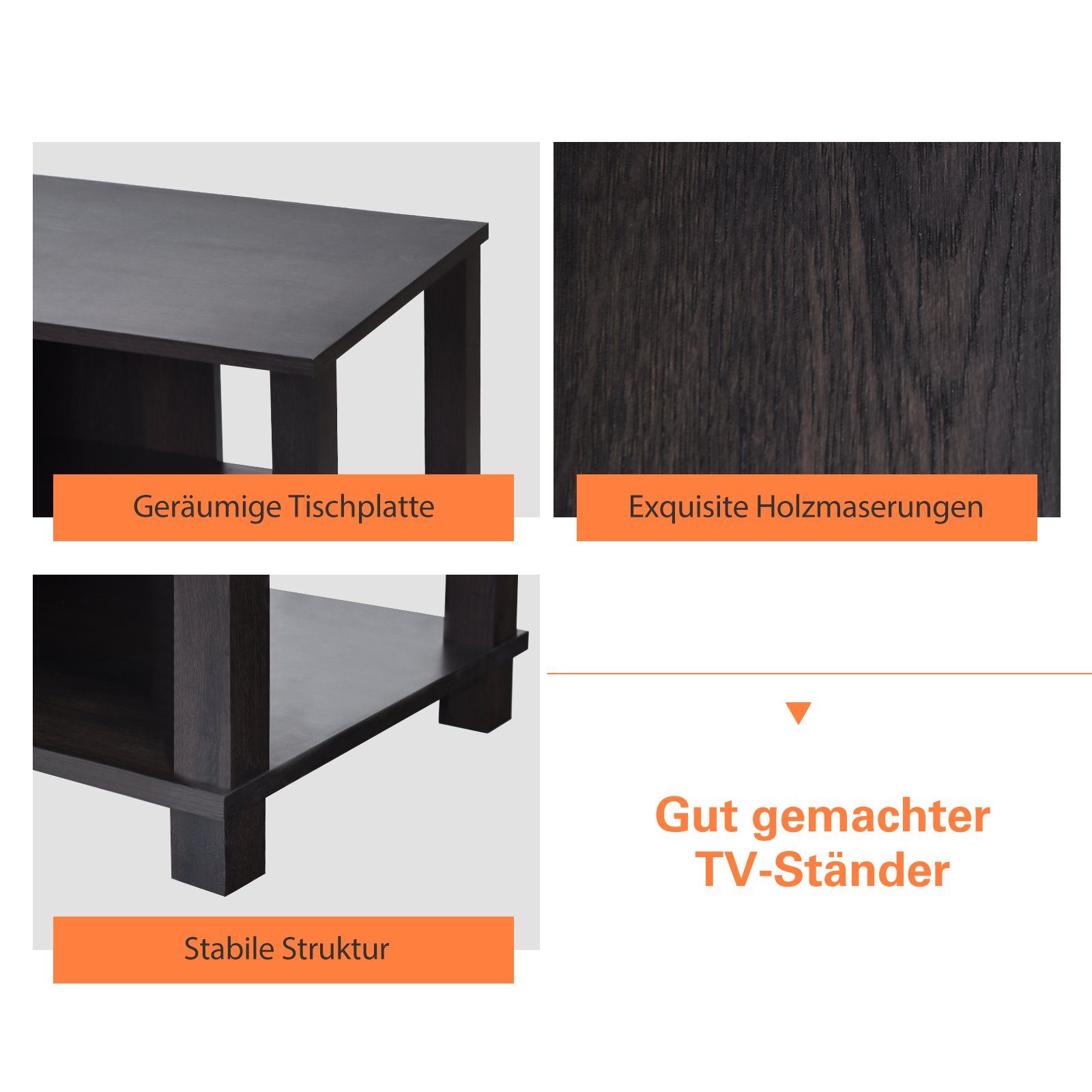 elektrische Fernseher KOMFOTTEU Kamine 47cm & TV-Schrank 150cm für