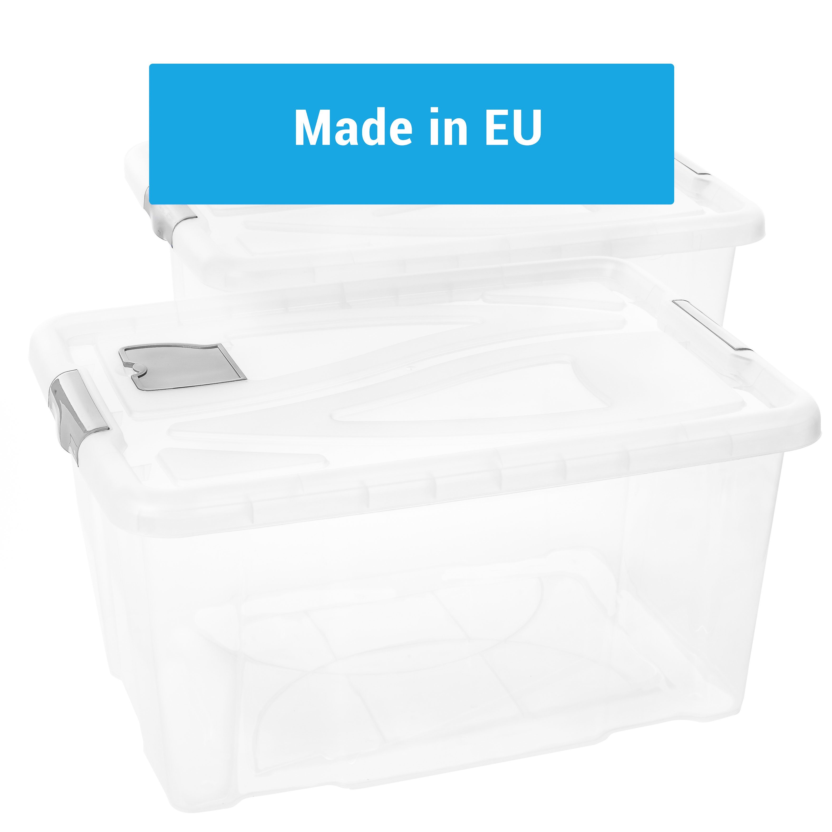 Centi Allzweckkiste Aufbewahrungsbox mit Deckel mit Griffen und Lüftungsklappe (Set, 4 St., ‎61 x 30 x 45 cm V= 60 L), stapelbare Kisten mit Deckel