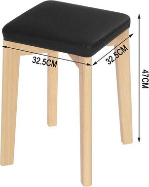 Woltu Esszimmerstuhl (Set, 6 St), Küchenstuhl aus Massivholz stapelbar PU-Sitz