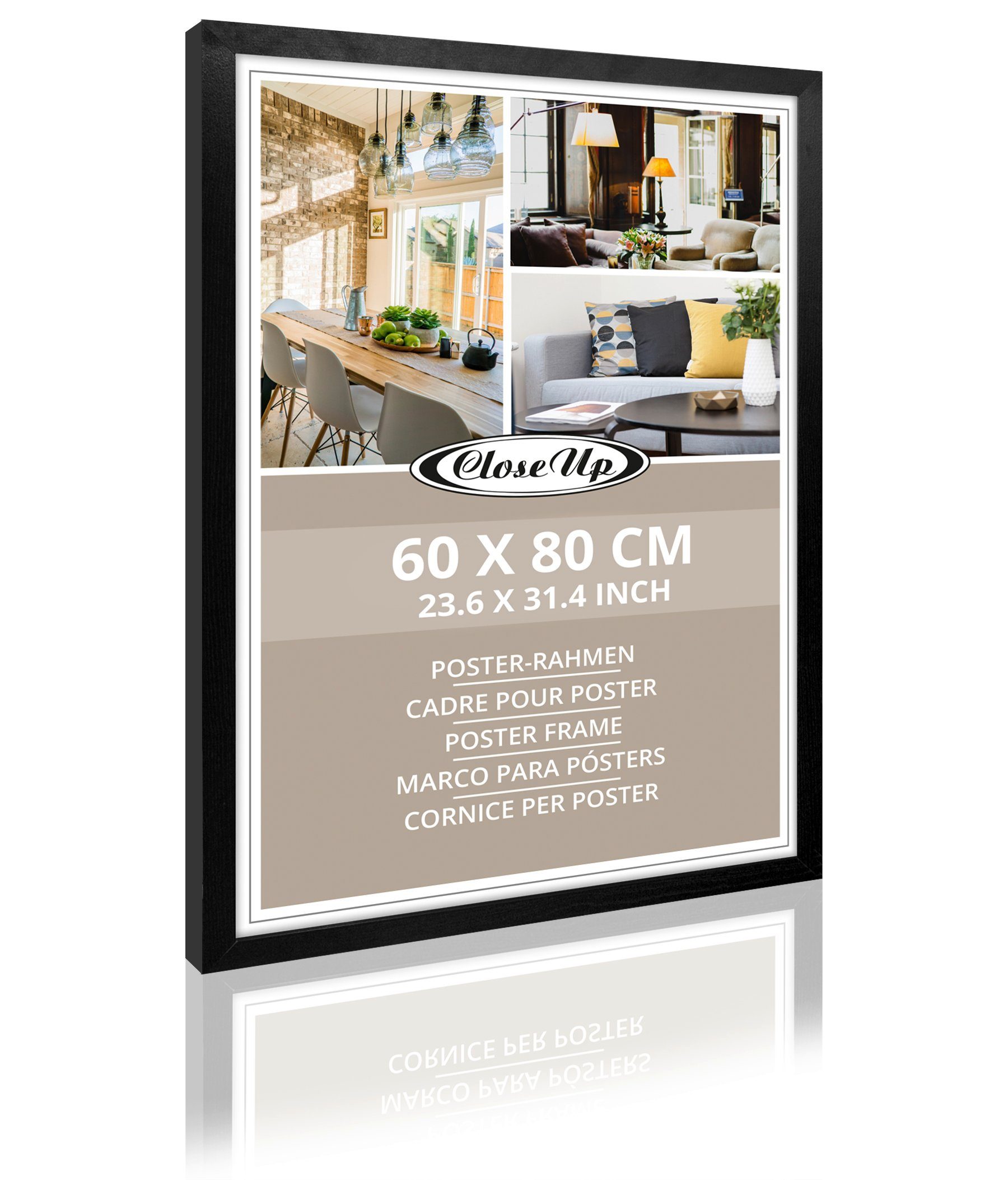 Close Up Bilderrahmen Posterrahmen 60 x 80 cm Holzdekor schwarz günstig online kaufen