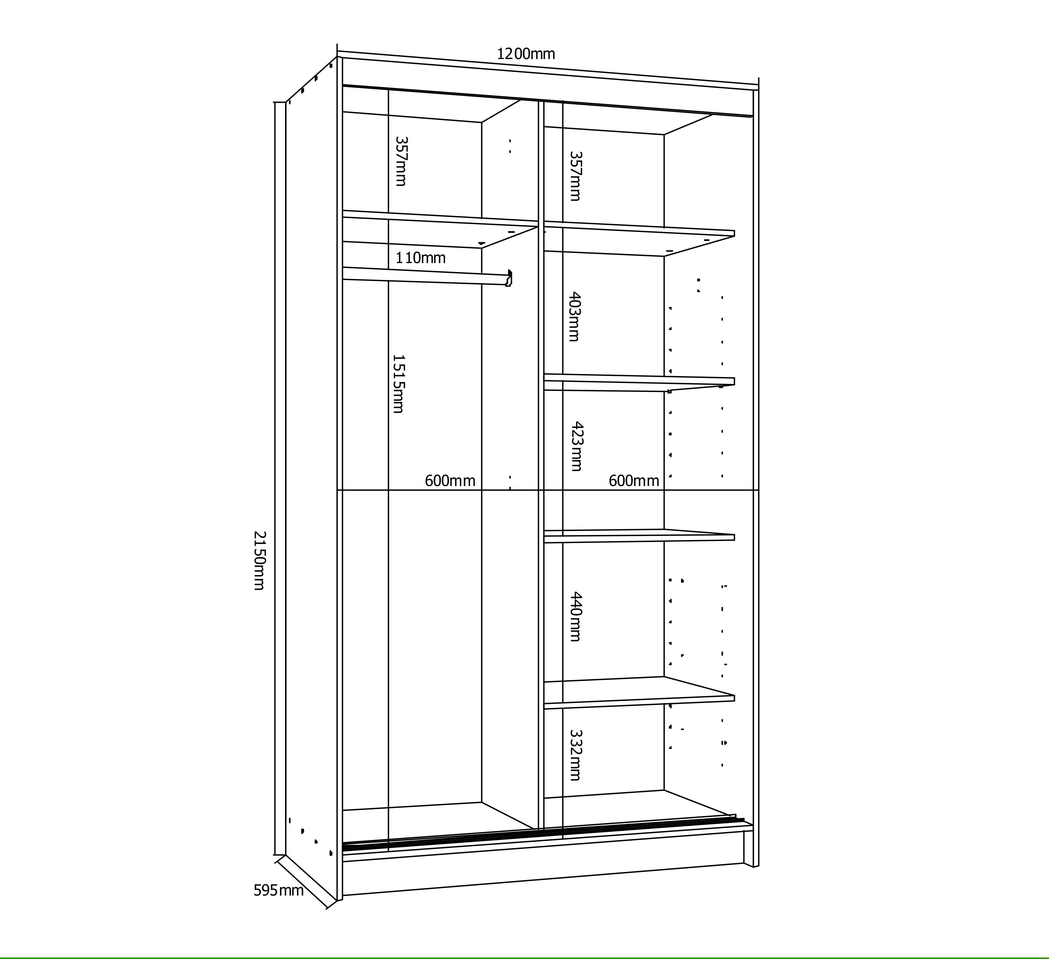 A&J MöbelLand GmbH Schiebetürenschrank GAPI mit Spiegel (TOP ANGEBOT! Geräumiger Schrank mit viel Stauraum:6 Regalen und 1 Kleiderstange – -ideal zur Aufbewahru – Bild 4 von 5
