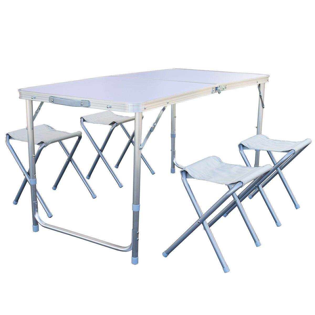 SVITA Sitzgruppe Camping Set, (Set, 5-tlg., Tisch mit 4 Stühlen), klappbar, tragbar Weiß | Weiß | Weiß