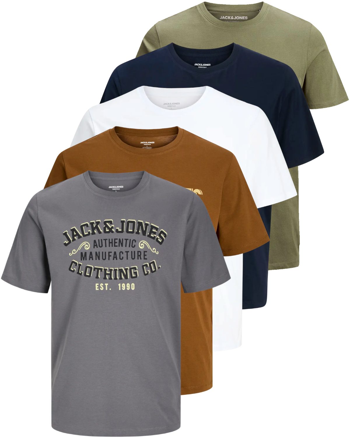 Jack & Jones Print-Shirt Bedrucktes T-Shirt aus Baumwolle (5er-Pack)