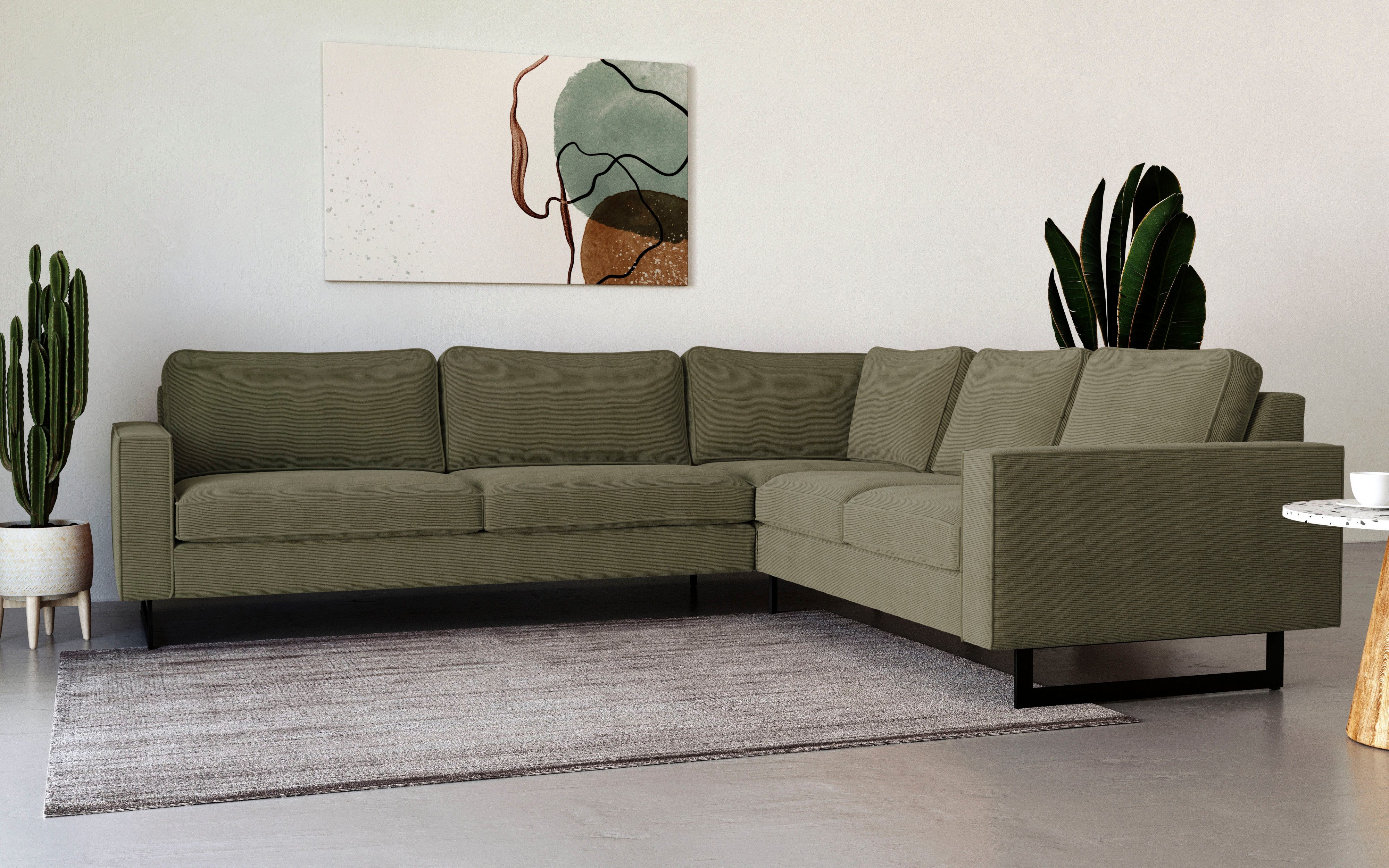 Places of Style Ecksofa "Pinto, XXL, 250/290 cm, langer Schenkel, Ottomane" günstig online kaufen