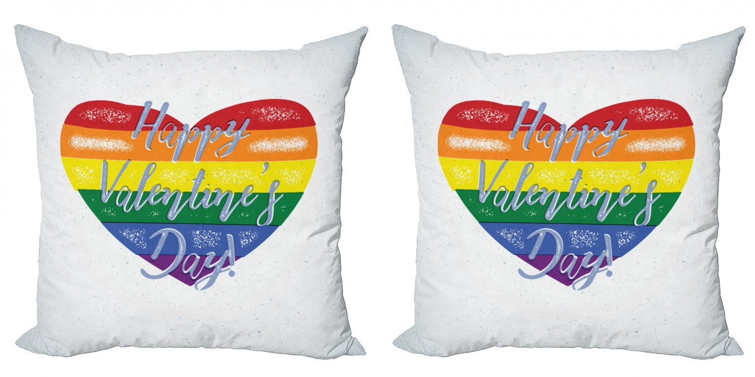 Digitaldruck, Modern Doppelseitiger Kissenbezüge Jahrgang Accent LGBTI Valentine Stück), Rainbow (2 Abakuhaus