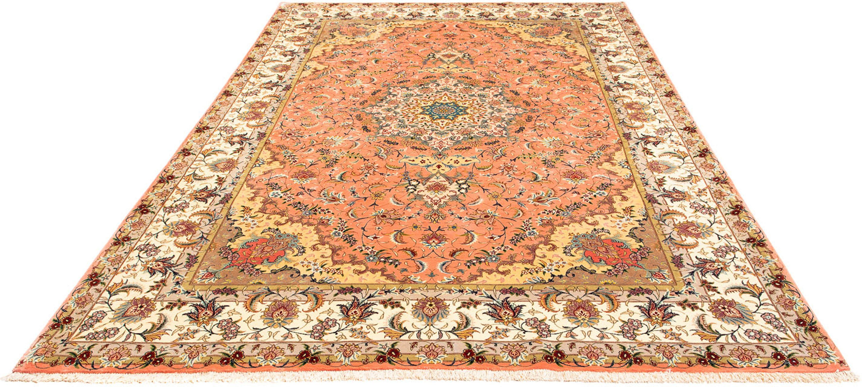 Orientteppich Perser - Täbriz - Royal - 310 x 202 cm - beige, morgenland, rechteckig, Höhe: 7 mm, Wohnzimmer, Handgeknüpft, Einzelstück mit Zertifikat | Kurzflor-Teppiche
