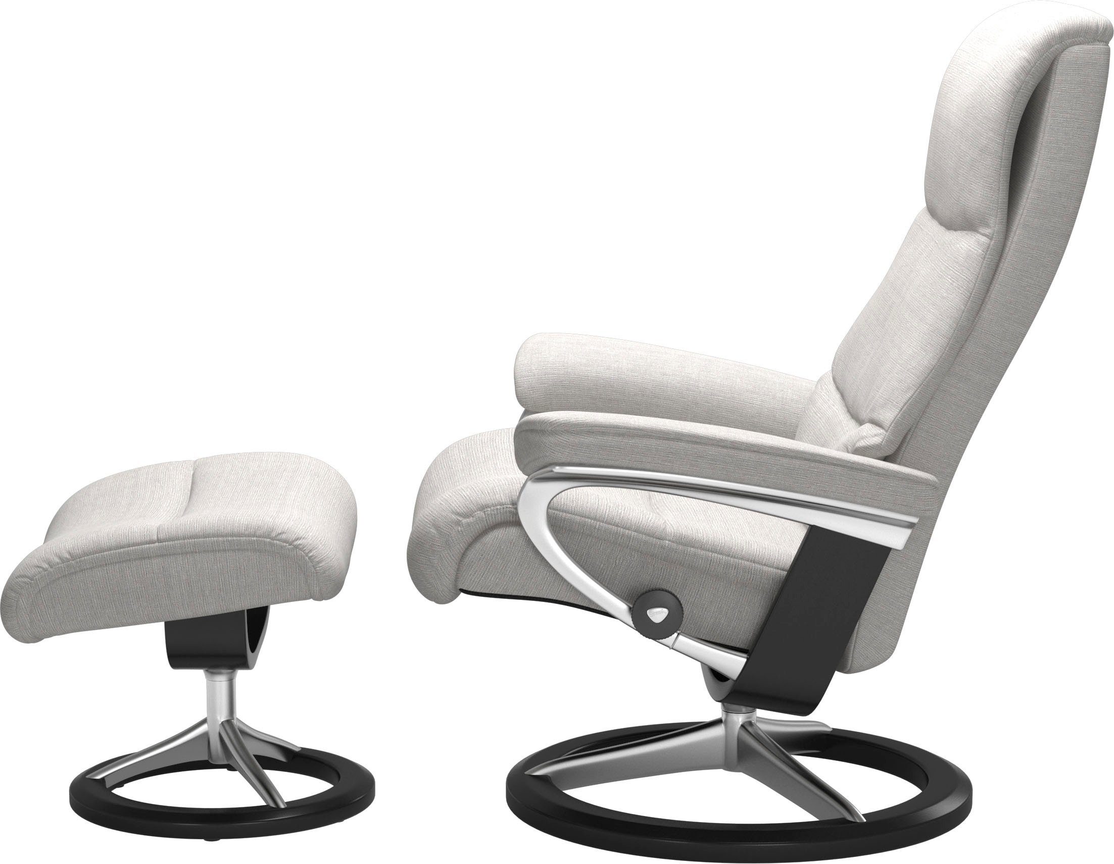 Stressless® Relaxsessel Größe Relaxsessel View Hocker), mit (Set, Schwarz mit Base, Signature S,Gestell