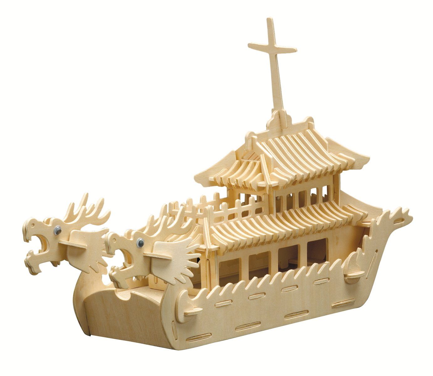 Pebaro 3D-Puzzle Holzbausatz Drachenboot, 875, 142 Puzzleteile