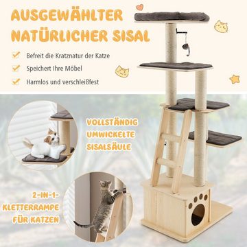 COSTWAY Kratzbaum 170cm Katzenbaum, mit Treppen, Holz