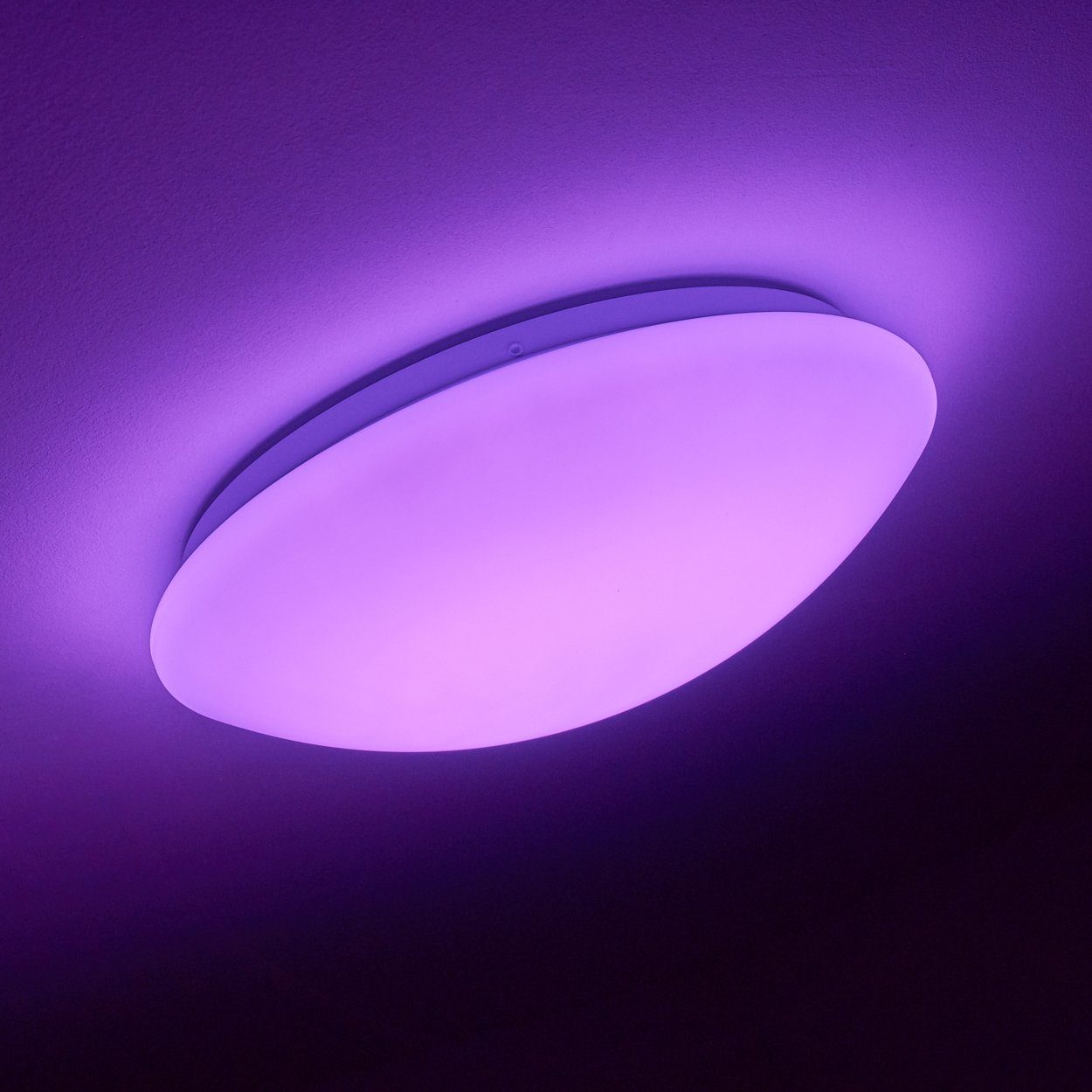 hofstein Deckenleuchte »Osini« LED Deckenlampe Farbwechsler 3000 Watt, Kelvin, 18 RGB dimmbar, runde mit 1200 Lumen Fernbedienung, mit Nachtlichtfunktion, und