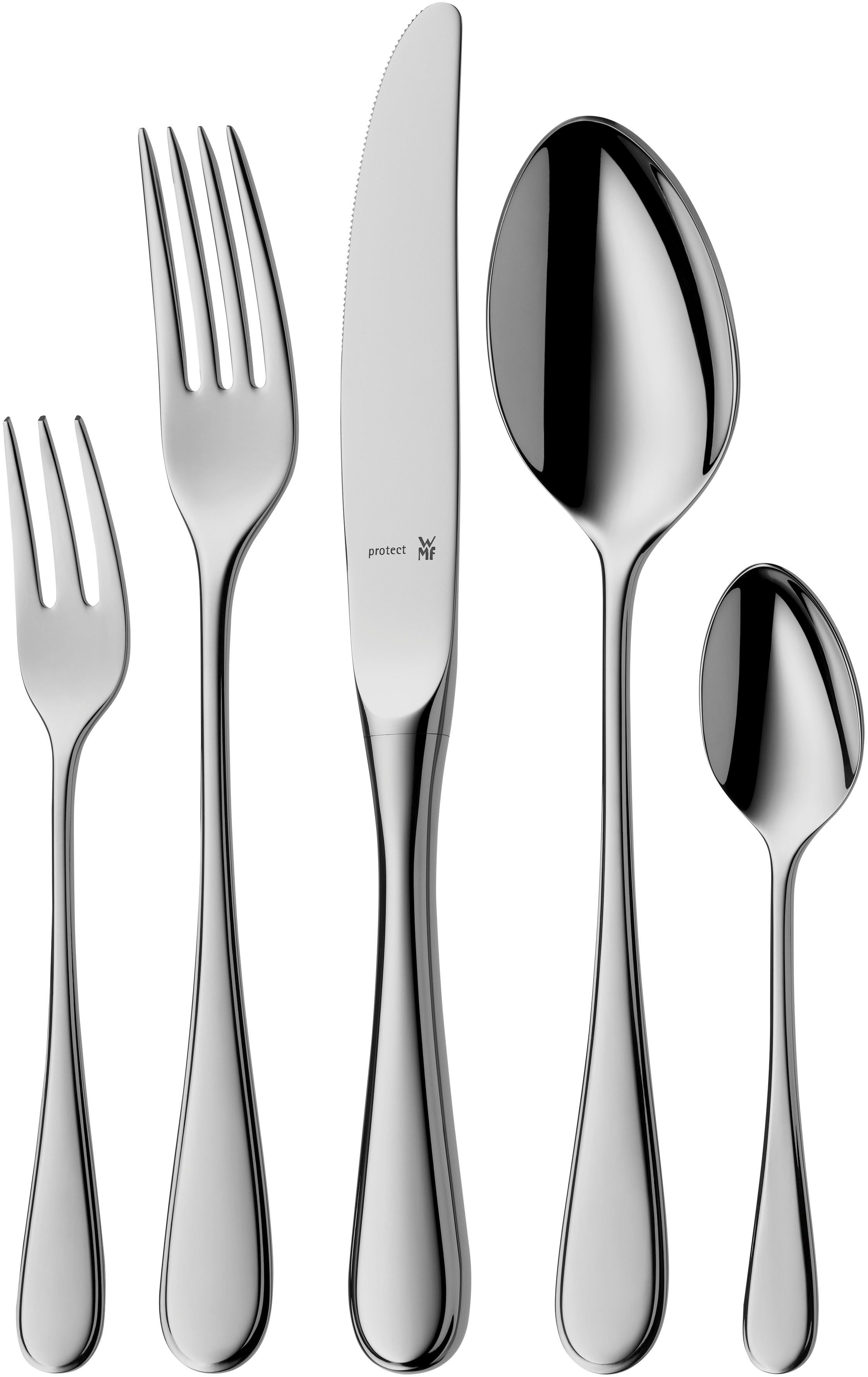 WMF Besteck-Set Kent Plus (30-tlg), 6 Personen, Cromargan® Edelstahl Rostfrei, ergonomisch, Cromargan protect