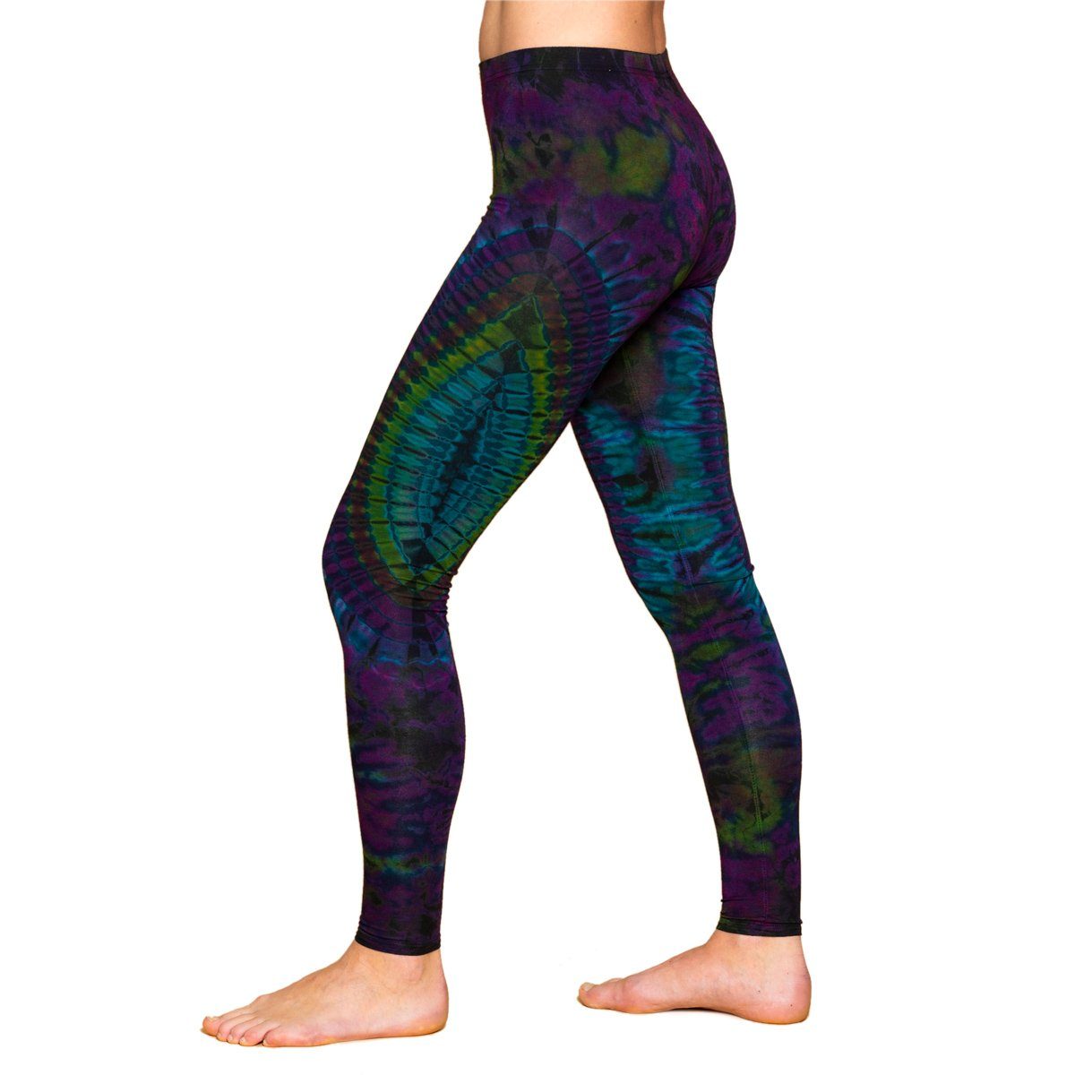 PANASIAM Leggings Unikat Batik Leggings 'Dschungel' aus natürlicher Viskose Tiedye Batik alternative lange Hippie Leggings Yogaleggings Sportleggings TD24 purple