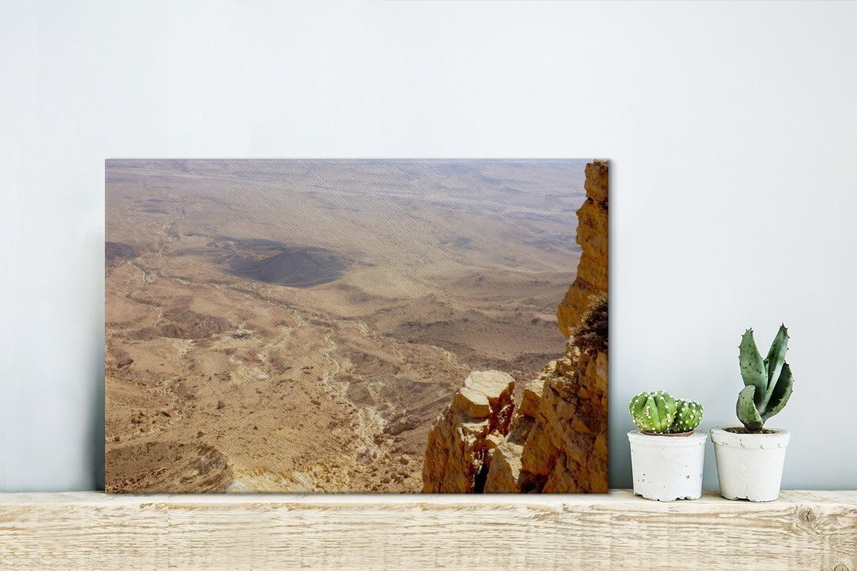 OneMillionCanvasses® Leinwandbild Luftaufnahme Wüste der St), Makhtesh Leinwandbilder, (1 Aufhängefertig, 30x20 in cm Wandbild Wanddeko, Ramon