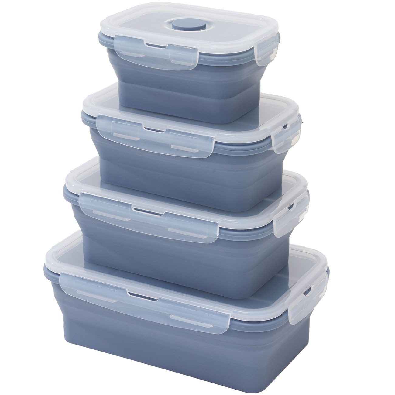 shop'n smile ideoon Frischhaltedose Silikon Frischhaltedosen Faltbare Lunchbox mit Clipdeckel 4/8er Set, (4-tlg., 4er-Set & 8er-Set), faltbar, Clip-Verschluss, Silikondichtung, von 350, 540, 800 & 1200 ml