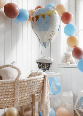 partydeco Folienballon, Folienballon 4D Heißluftballon 40x86cm Weiß / Blau