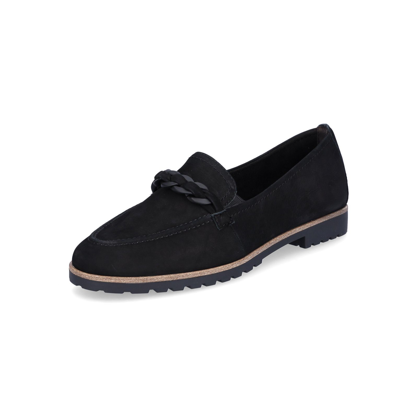 Tamaris Damen Leder Loafer schwarz Slipper