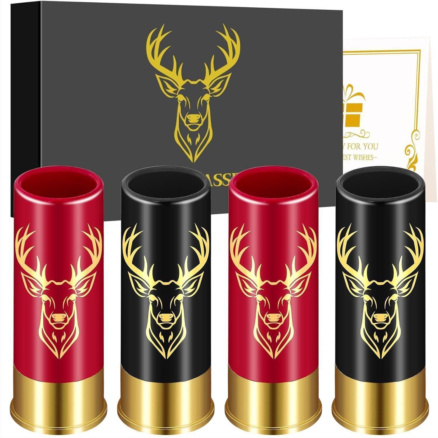 LKKCHER NOVELTY Schnapsglas Schnapsgläser Hirschkopf 4 Stück 45ml Geschenkbox Männer Frauen