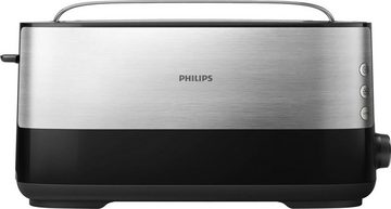 Philips Toaster HD2692/90, 1 langer Schlitz, für 2 Scheiben, 950 W, mit Aufwärm- und Auftaufunktion, integriertem Brötchenaufsatz