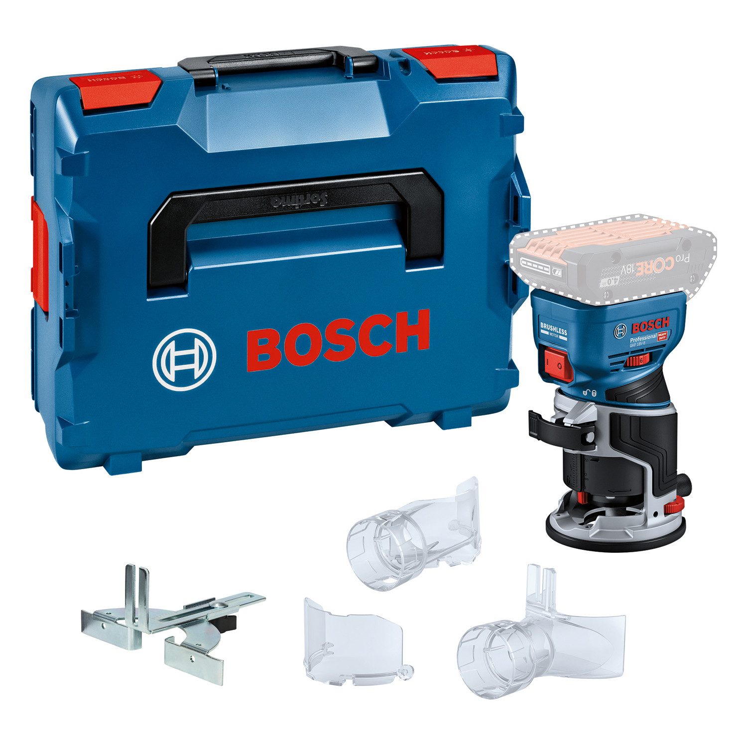 Bosch Professional Akku-Fräse GKF 18V-8, mit L-BOXX 136, ohne Akku und Ladegerät