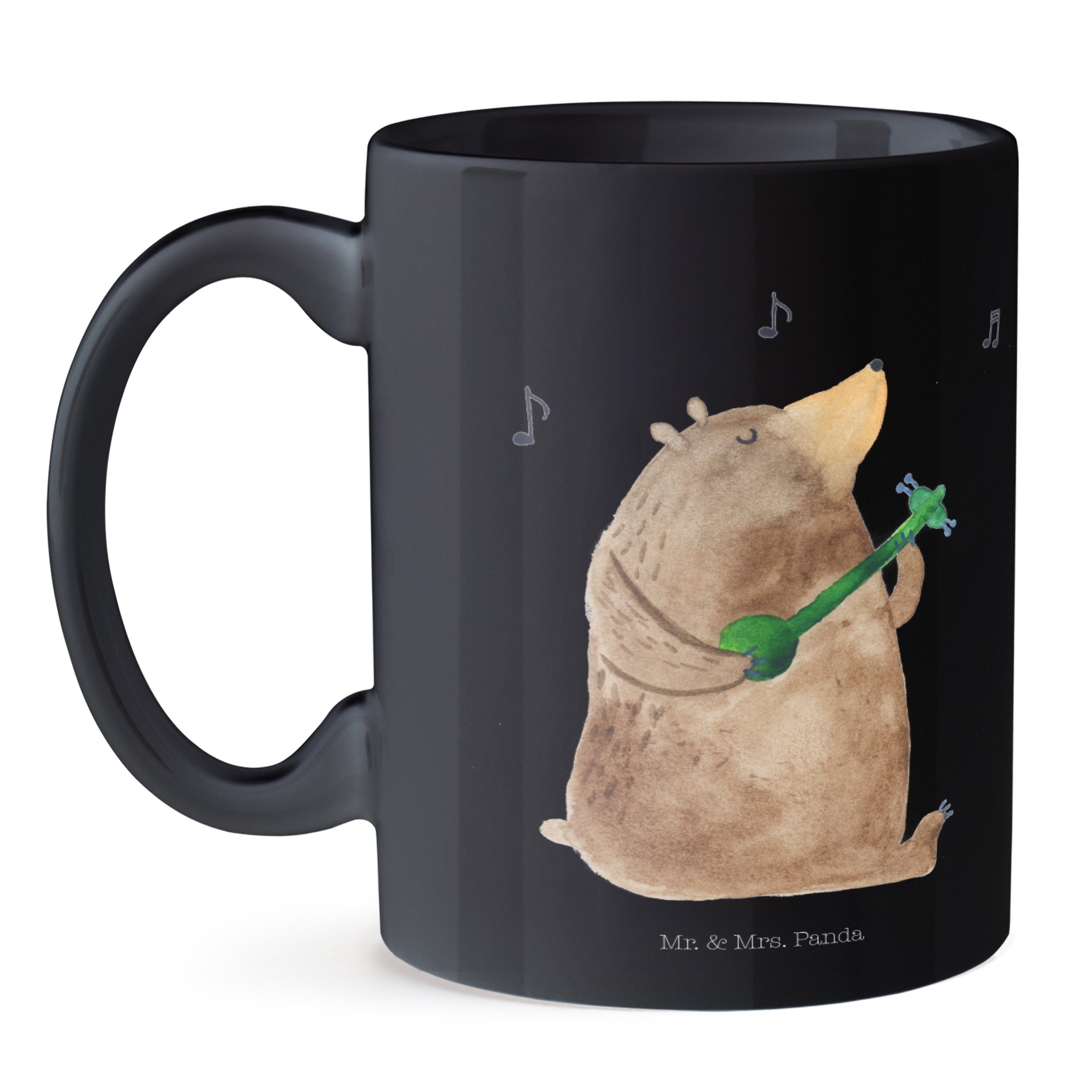 Schwarz Lied - & Tasse, Geschenk Geschenk, Büro, - Mrs. Mr. Teddybär, Liebe, Tasse Panda Keramik Bär Schwarz