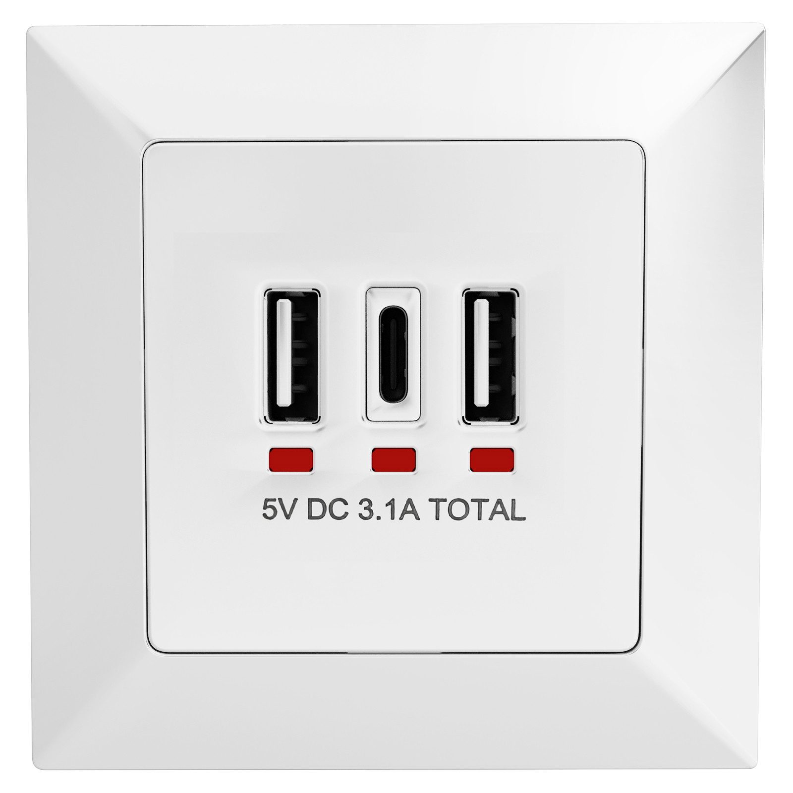 HB-DIGITAL Unterputz-Steckdose hb-digital Wandsteckdose mit 2x USB-A und 1x USB-C Ports, Einzelartikel, 1-St., 1x Wandsteckdose 80x80x32 mm mit 2x USB-A und 1x USB-C Ports, Integrierte USB-A und USB-C Ports