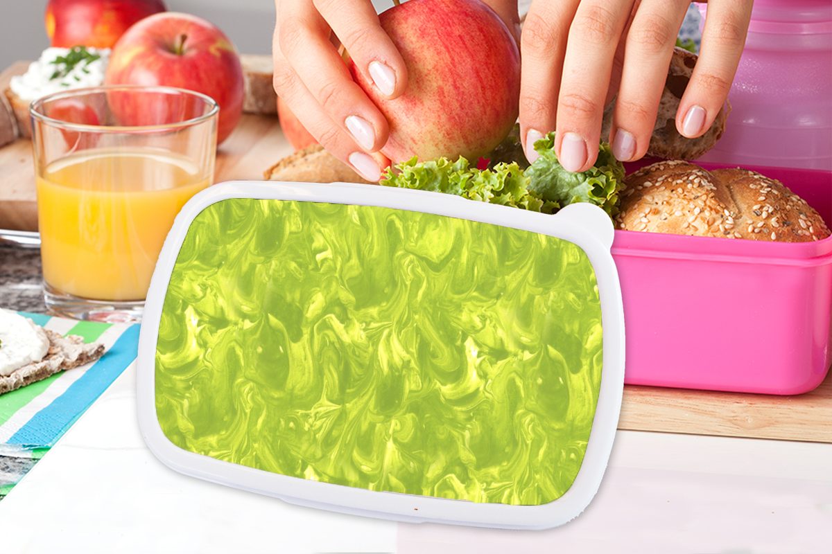 Farbe - Mädchen, Kunststoff, Design, (2-tlg), Marmor - Brotbox für Erwachsene, rosa Lunchbox Kinder, Snackbox, - MuchoWow Grün Brotdose Kunststoff