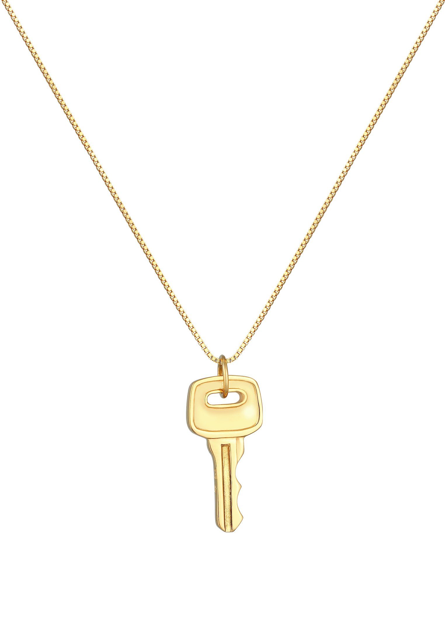 Kuzzoi Kette mit Herren Key 925 Schlüssel Anhänger Venezianer Silber Gold