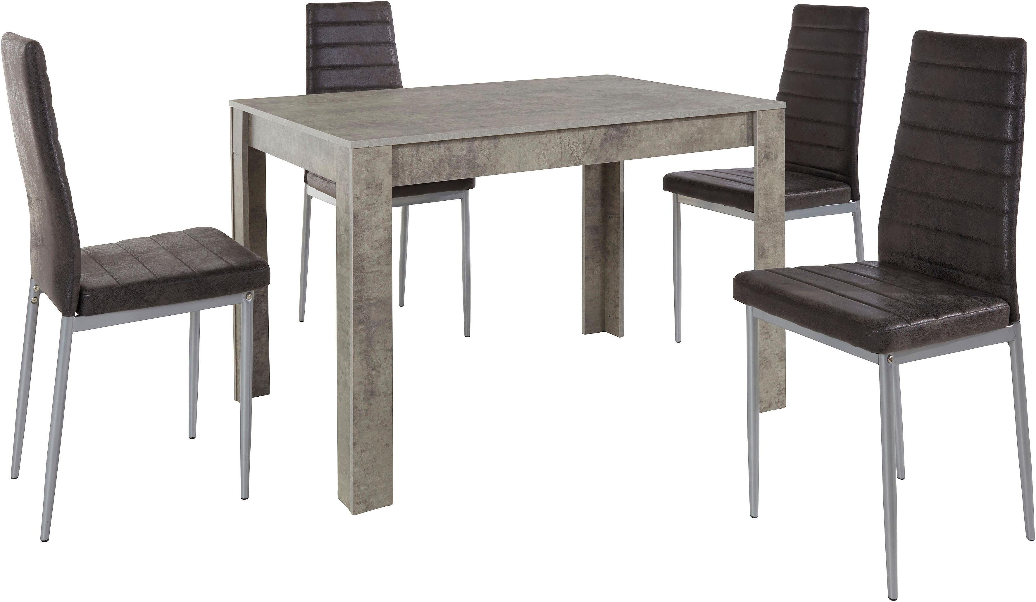 OTTO home Essgruppe mit Tisch und 4 Stühlen, (Set, 5-tlg), Tischbreite 120 cm Esszimmer Set, Tischgruppe