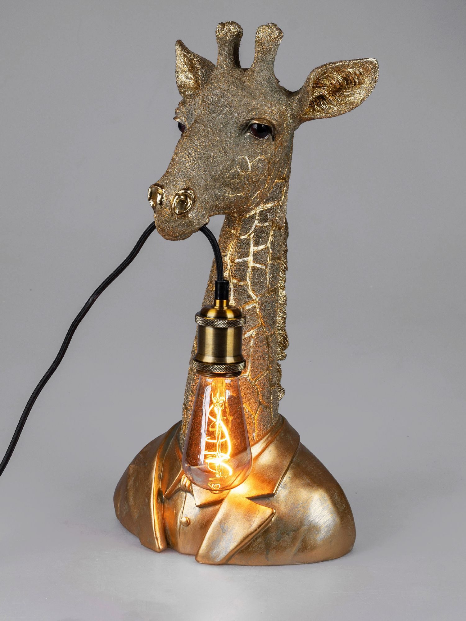formano Pop Art Tiere im Anzug, E27, Höhe: 50cm, Farbe: Gold, Motiv: Giraffe