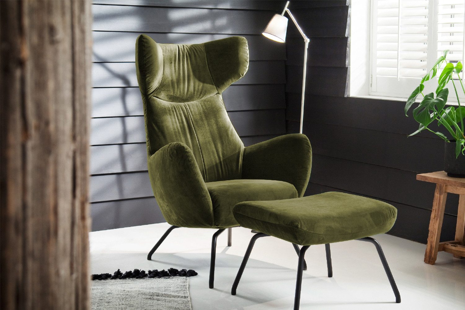 KAWOLA Relaxsessel LOTTE, Ohrensessel Velvet oder Cord, mit oder ohne Hocker verschiedene Farben