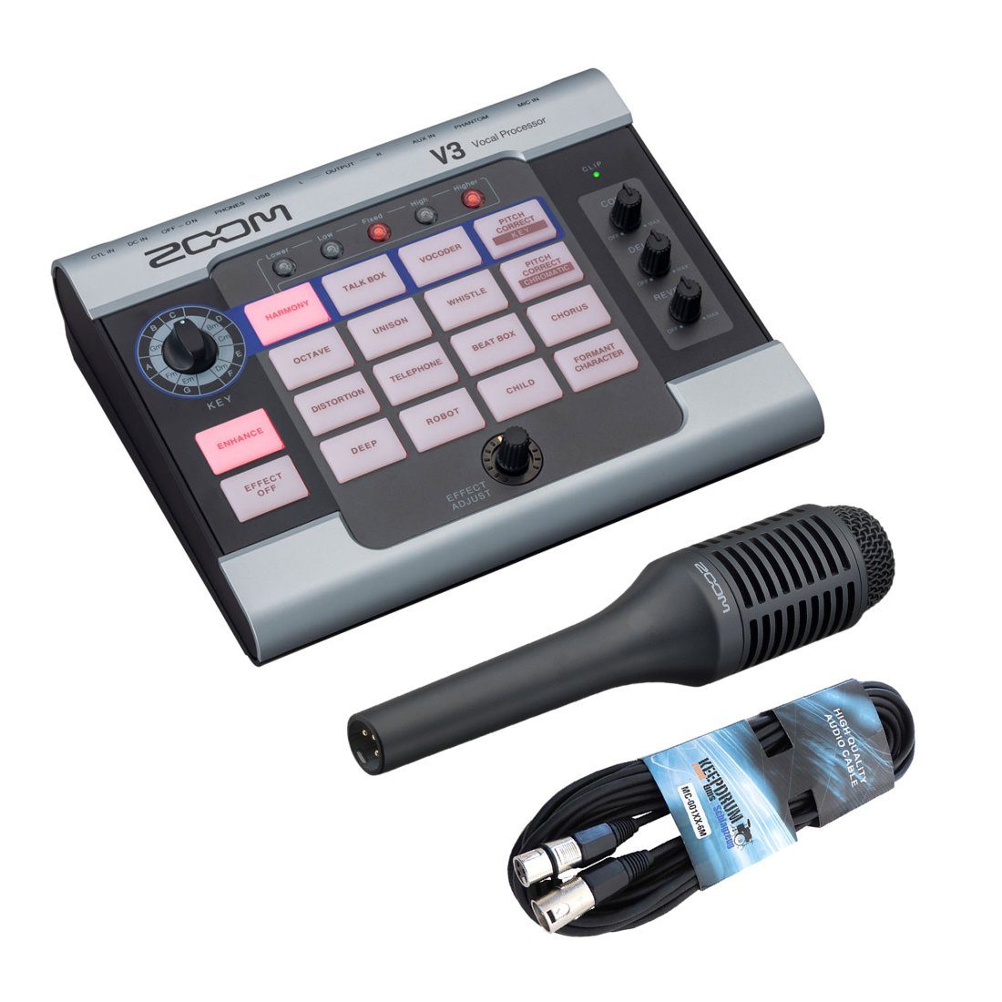 Zoom V3 Vocal Effektgerät mit SGV-6 Mikrofon mit Kabel Digitales Aufnahmegerät