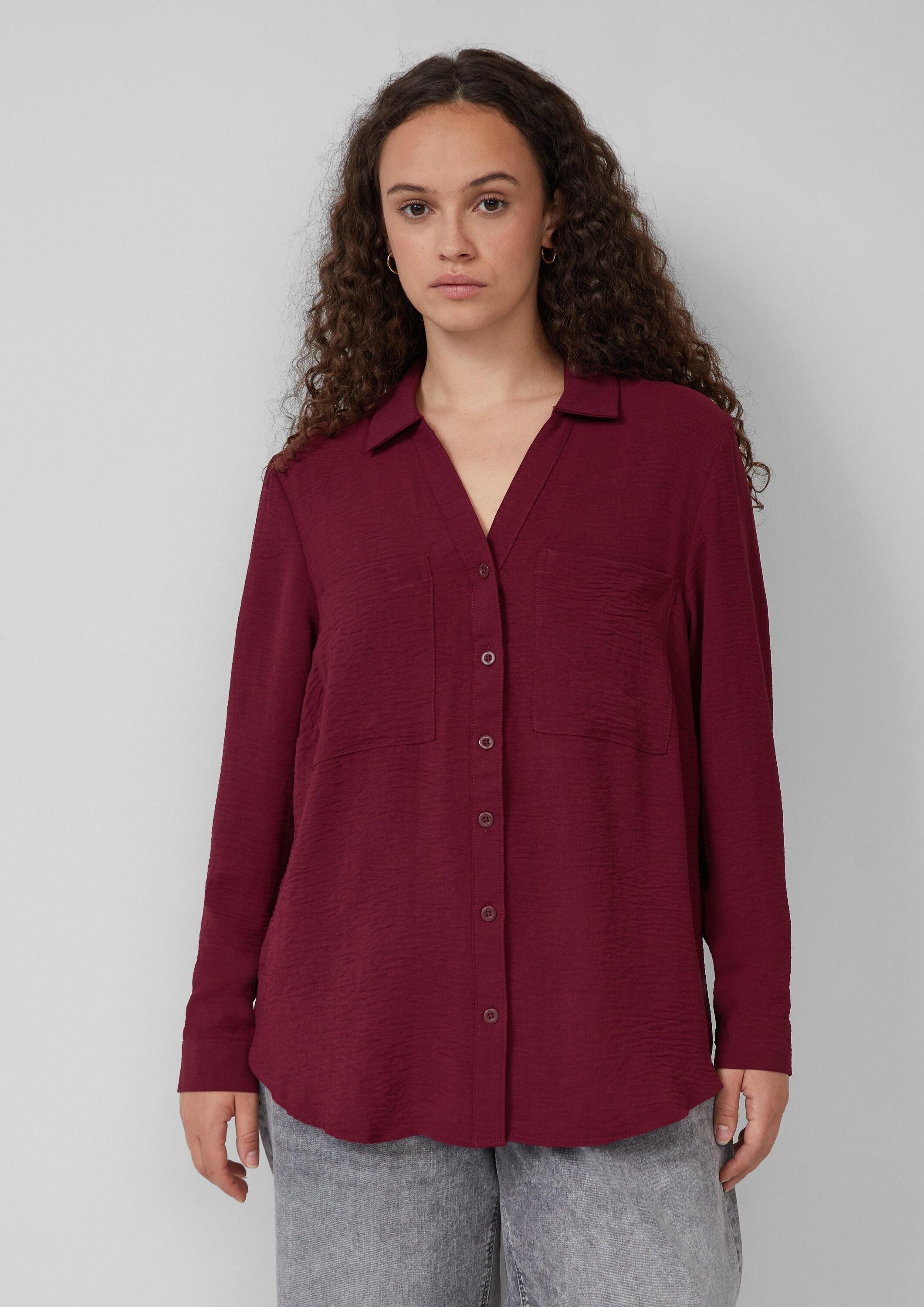 QS Langarmbluse Bluse Crêpebluse mit Turn-up-Ärmel günstig online kaufen