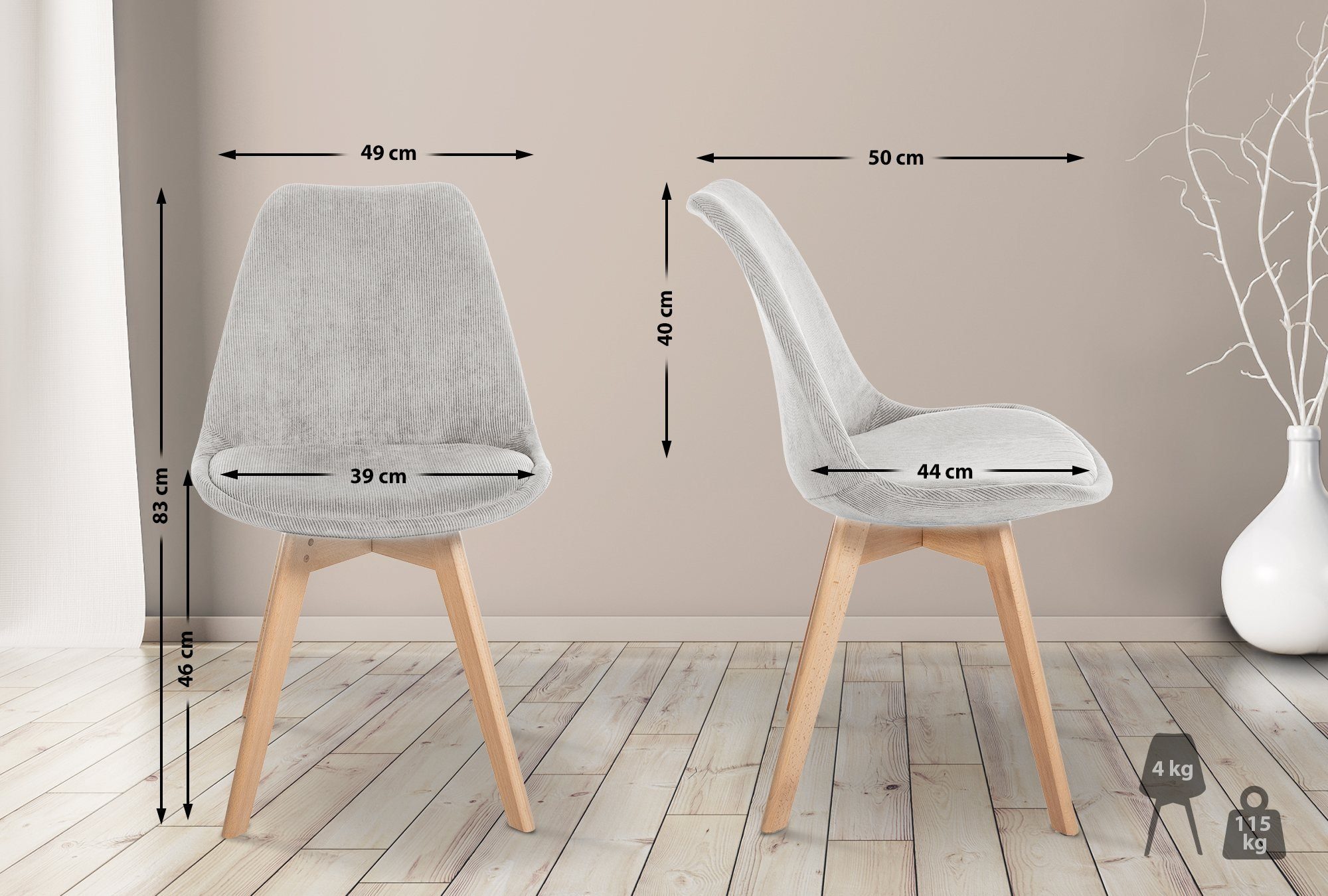 CLP Küchenstuhl Linares, mit Rückenlehne und Holzbeinen günstig online kaufen