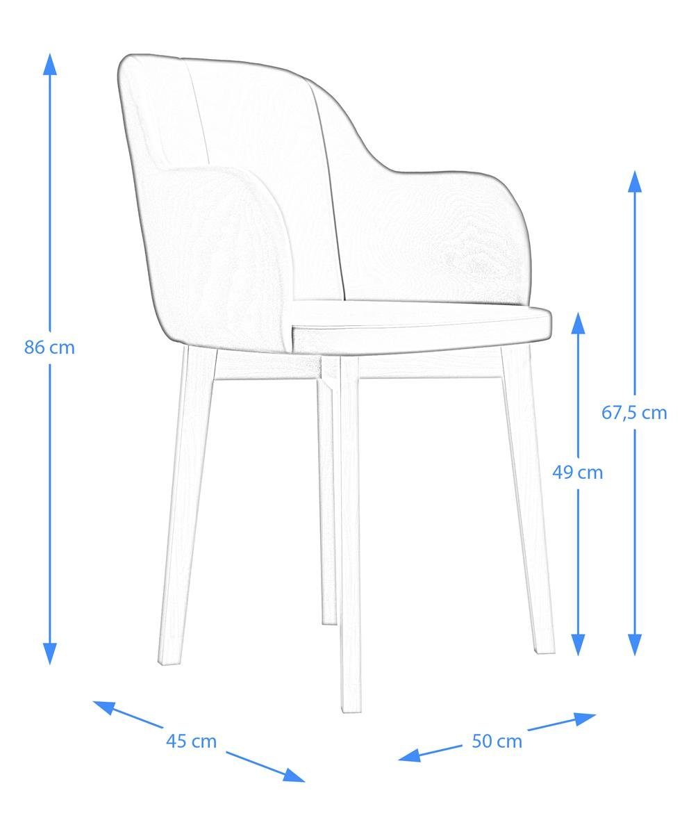 (riviera (aus Büro, Hellgrau Beautysofa Stuhl mit 91) Veloursstoff), oder Relax Holzbeine für Wohnzimmer Polsterstuhl Relaxstuhl