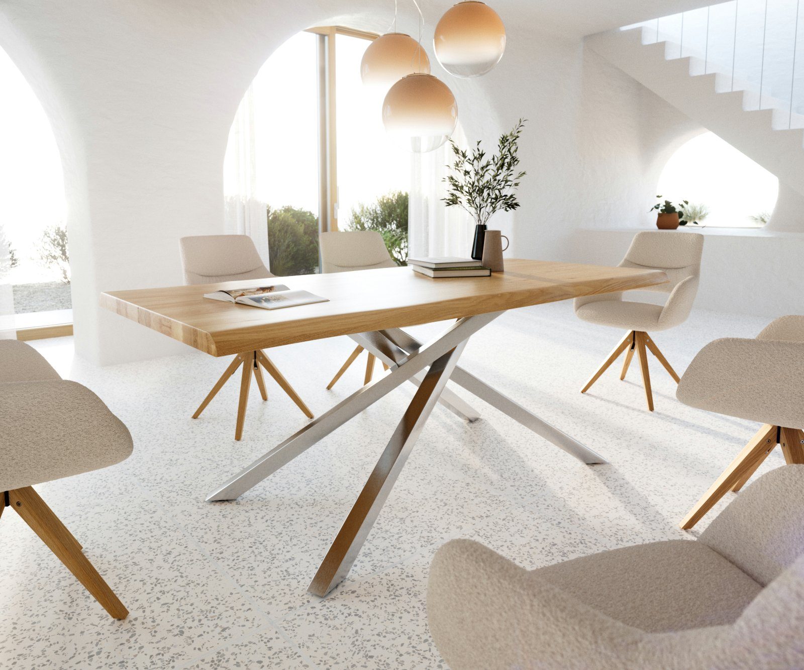 DELIFE Esstisch Edge, Eiche Natur 200x100 günstig online kaufen