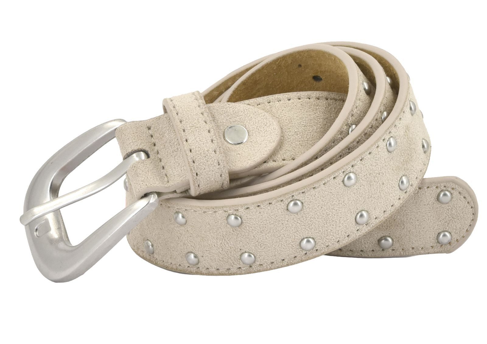 styleBREAKER Nietengürtel Nietengürtel mit Kugelnieten Velours Optik (1-St)