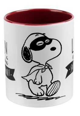 United Labels® Tasse The Peanuts Tasse Snoopy - Lesen Kaffeetasse Rot Weiß 320 ml, Keramik