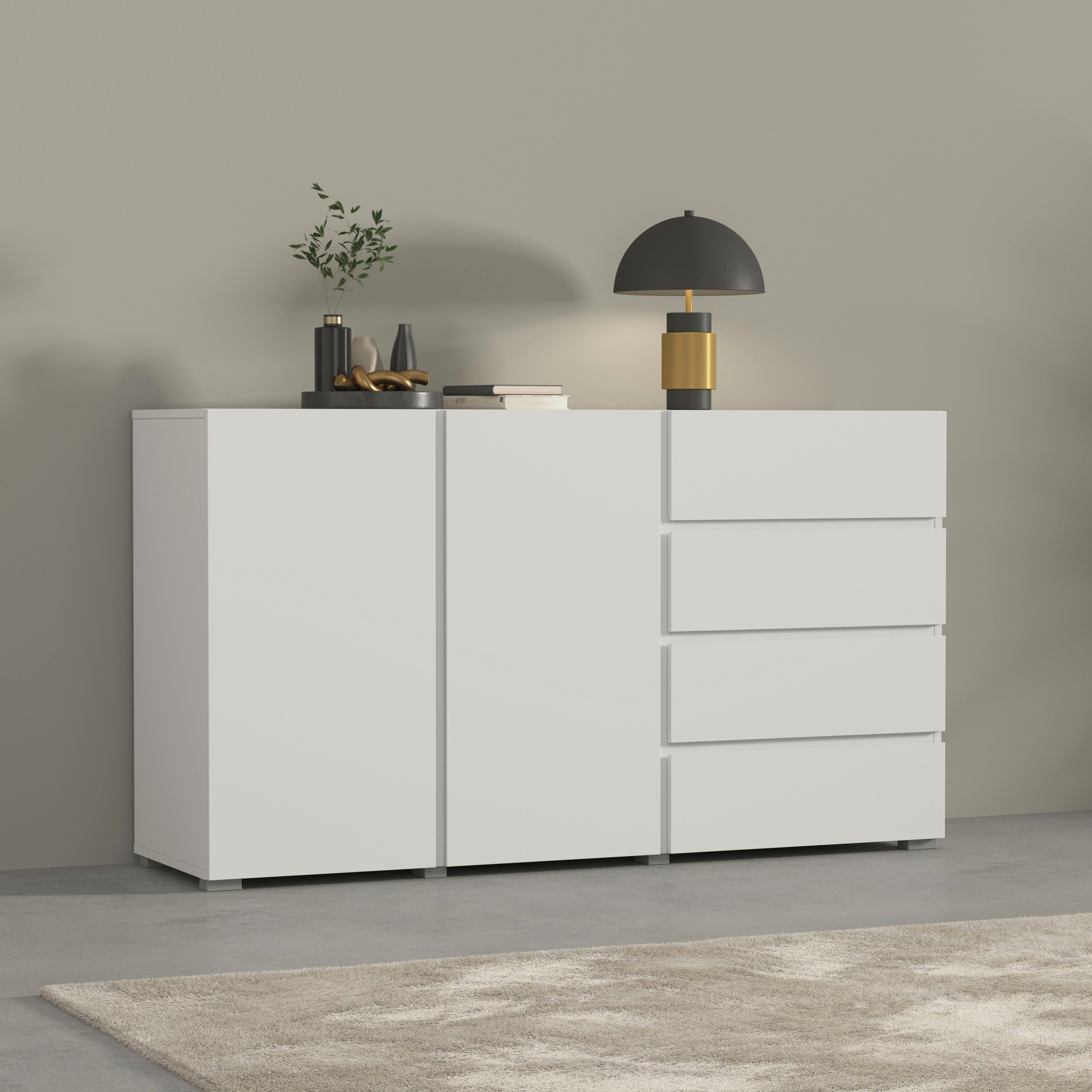 INOSIGN Sideboard Metric,Breite 138 cm, grifflose Kommode 2 Türen/4 Schubkä günstig online kaufen