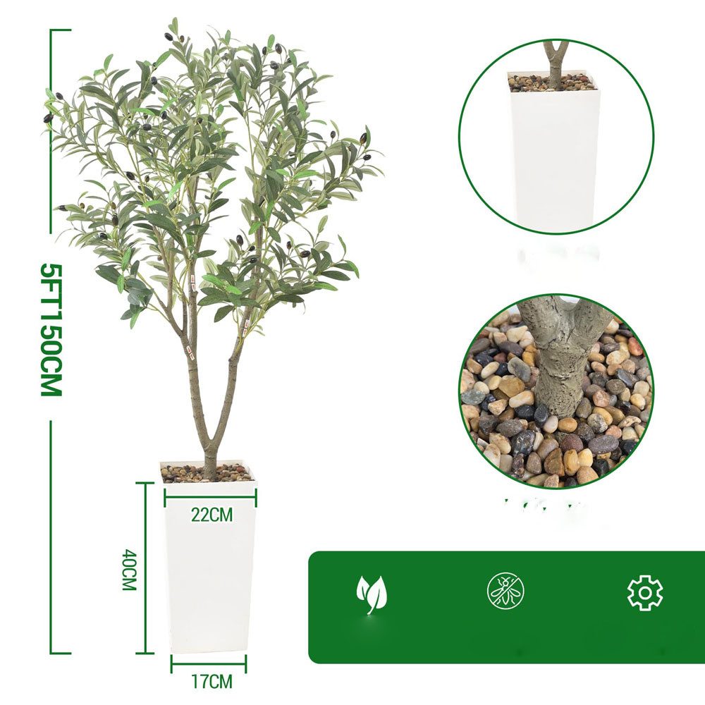 Kunstpflanze Olivenbaum 150cm schwarzer Olivenbaum mit Topf künstliche Pfla günstig online kaufen
