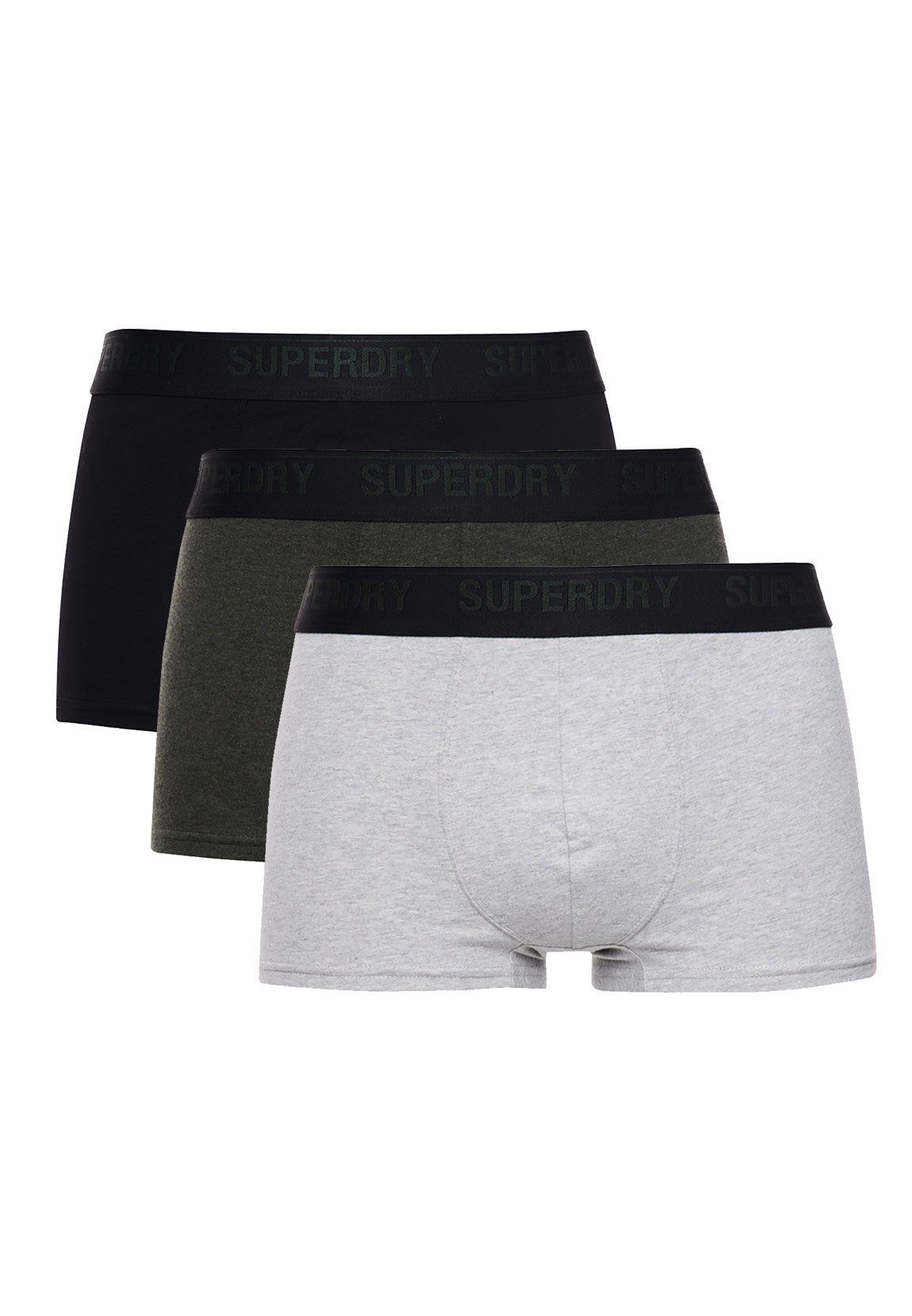 Superdry Боксерские мужские трусы, боксерки Superdry Боксерские мужские трусы, боксерки Dreierpack TRUNK MULTI TRIPLE PACK Black Olive Grey Mehrfarbig