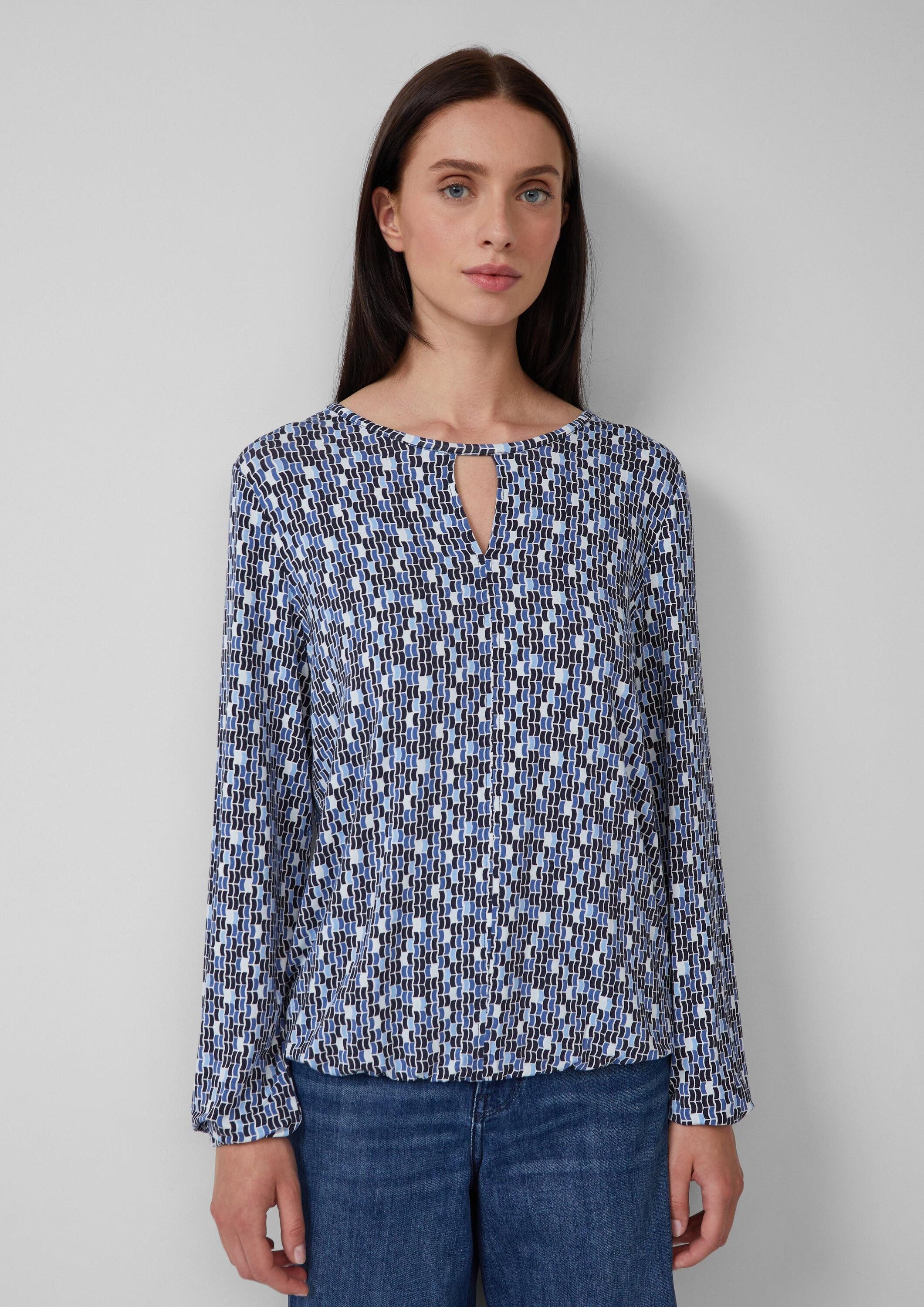 s.Oliver Langarmshirt T-Shirt T-Shirt mit All-over-Print und Elastikbündche günstig online kaufen