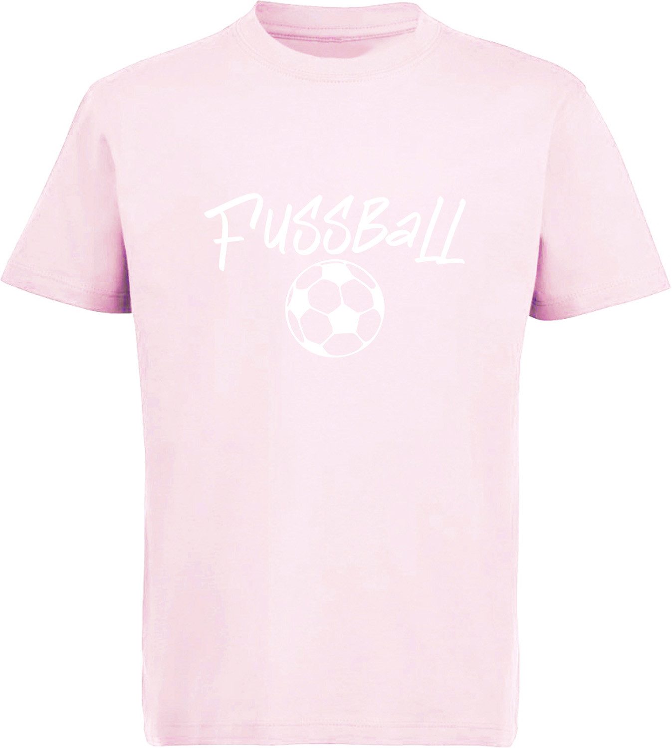 MyDesign24 T-Shirt Kinder Fussball Print Shirt - Ball mit Fussball Schriftzug Bedrucktes Jungen und Mädchen Fussball T-Shirt i487
