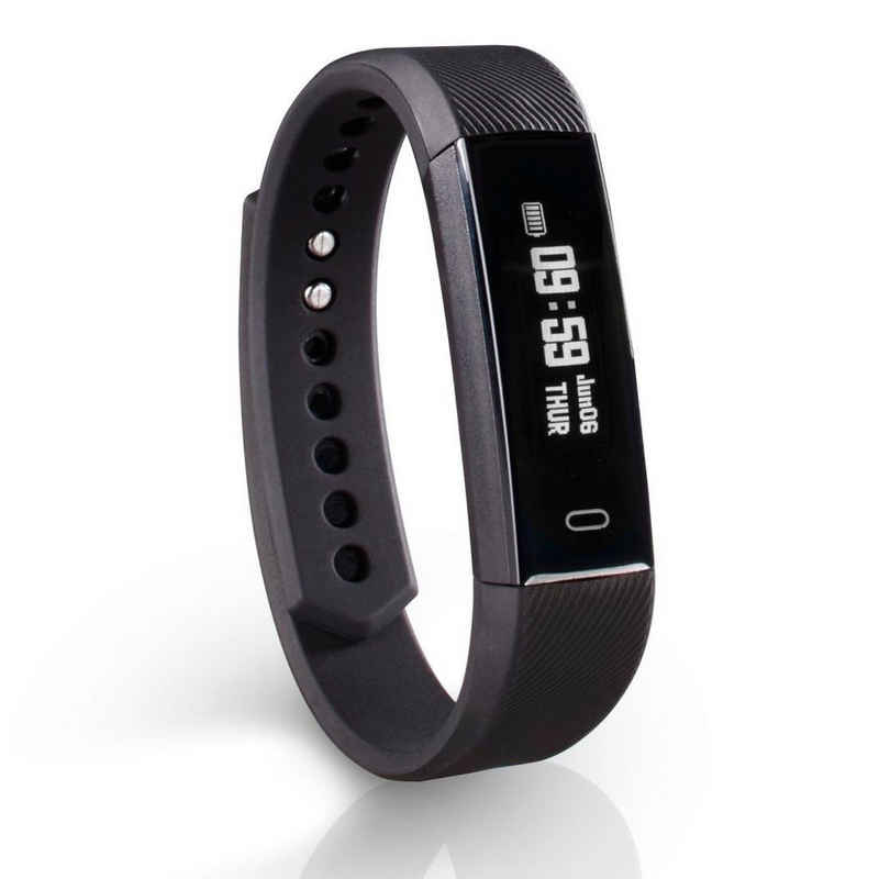 Hama Fitness Tracker, Uhr/Pulsuhr/Schrittzähler/App Fit Track 1900 Smartwatch (0,86 Zoll), Funktionen: Entfernung, Kalorien, Puls, Finger Touch, Schritte, Uhr