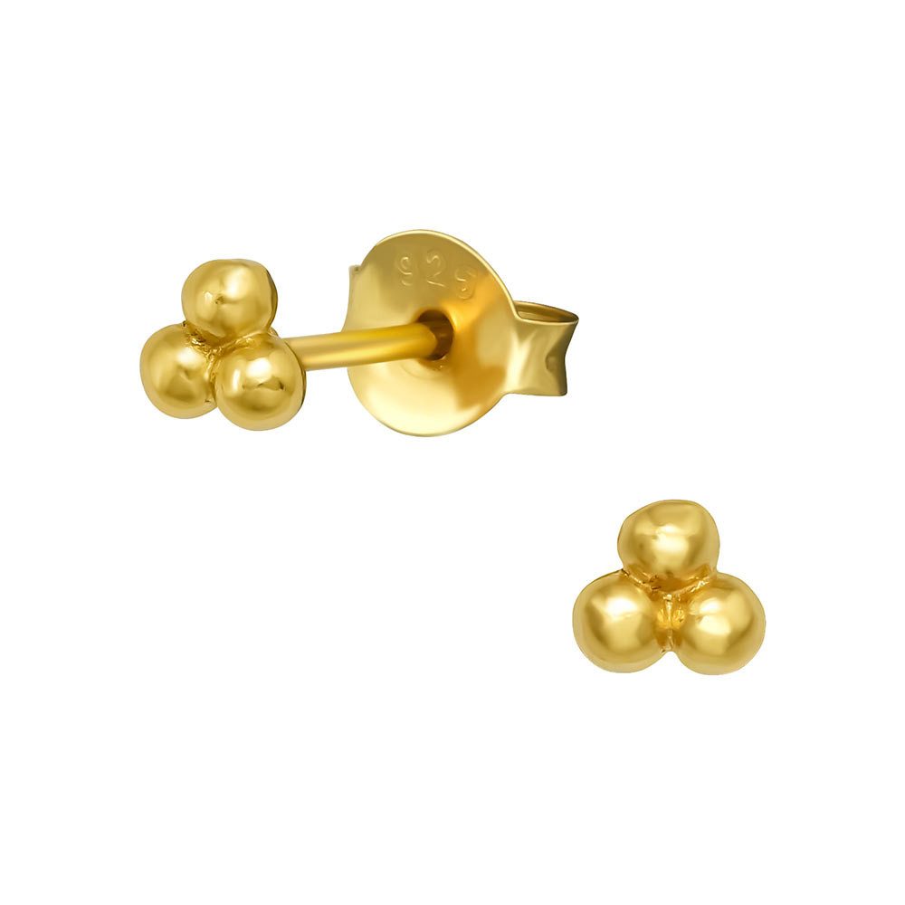 Paar Ohrstecker Goldene Ohrstecker drei Kugeln: Ohrringe Silber 925