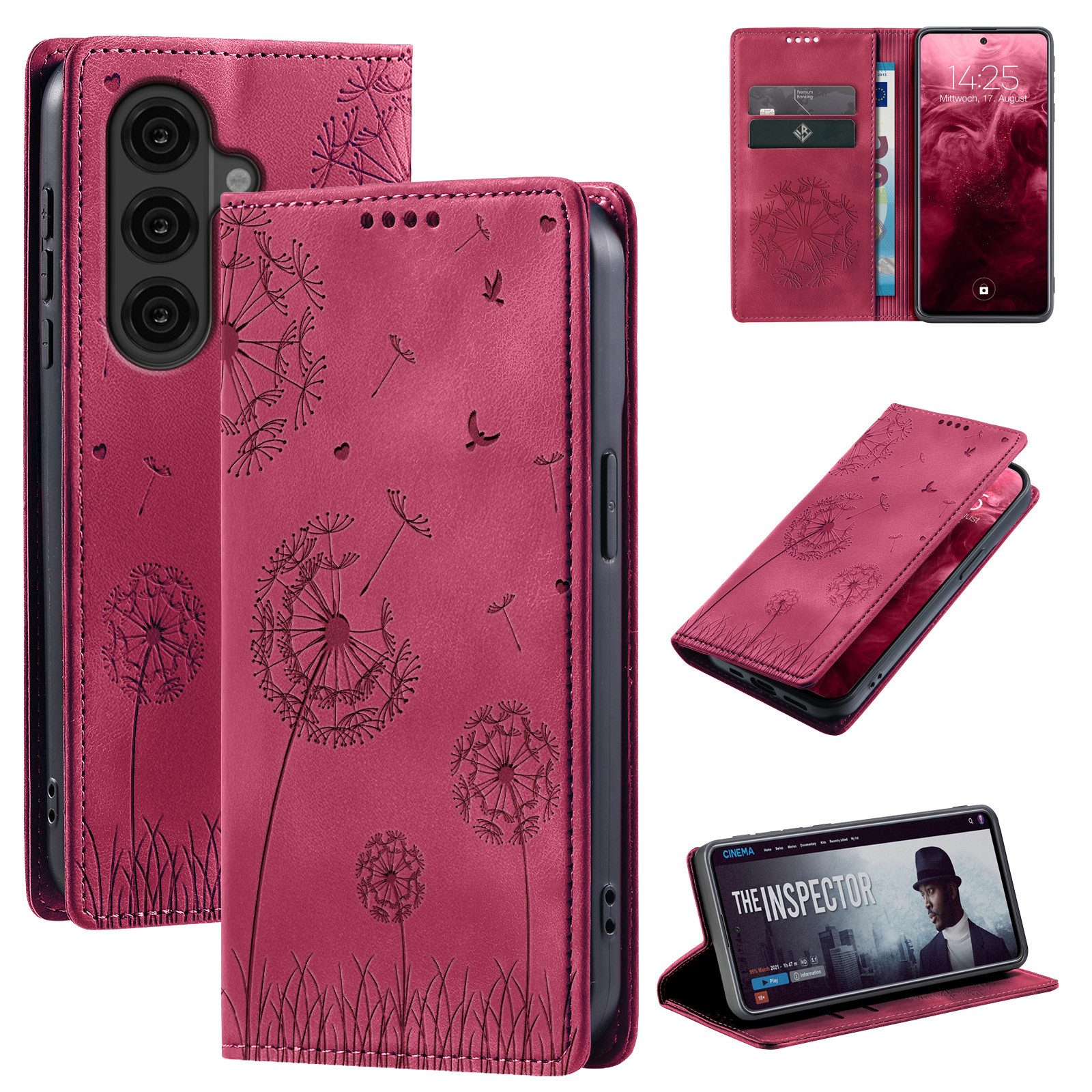 Tec-Expert Handyhülle Handy Hülle Klapphülle für Samsung Galaxy S26, Blumen Pusteblume Case Cover mit Kartenfächern und RFID Schutz