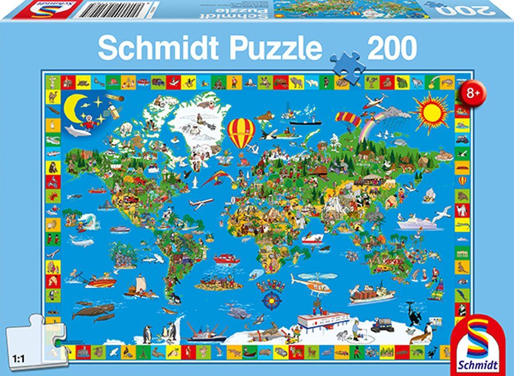 Schmidt Spiele Puzzle Puzzle 200 Teile Bunte Erde, 1 Puzzleteile