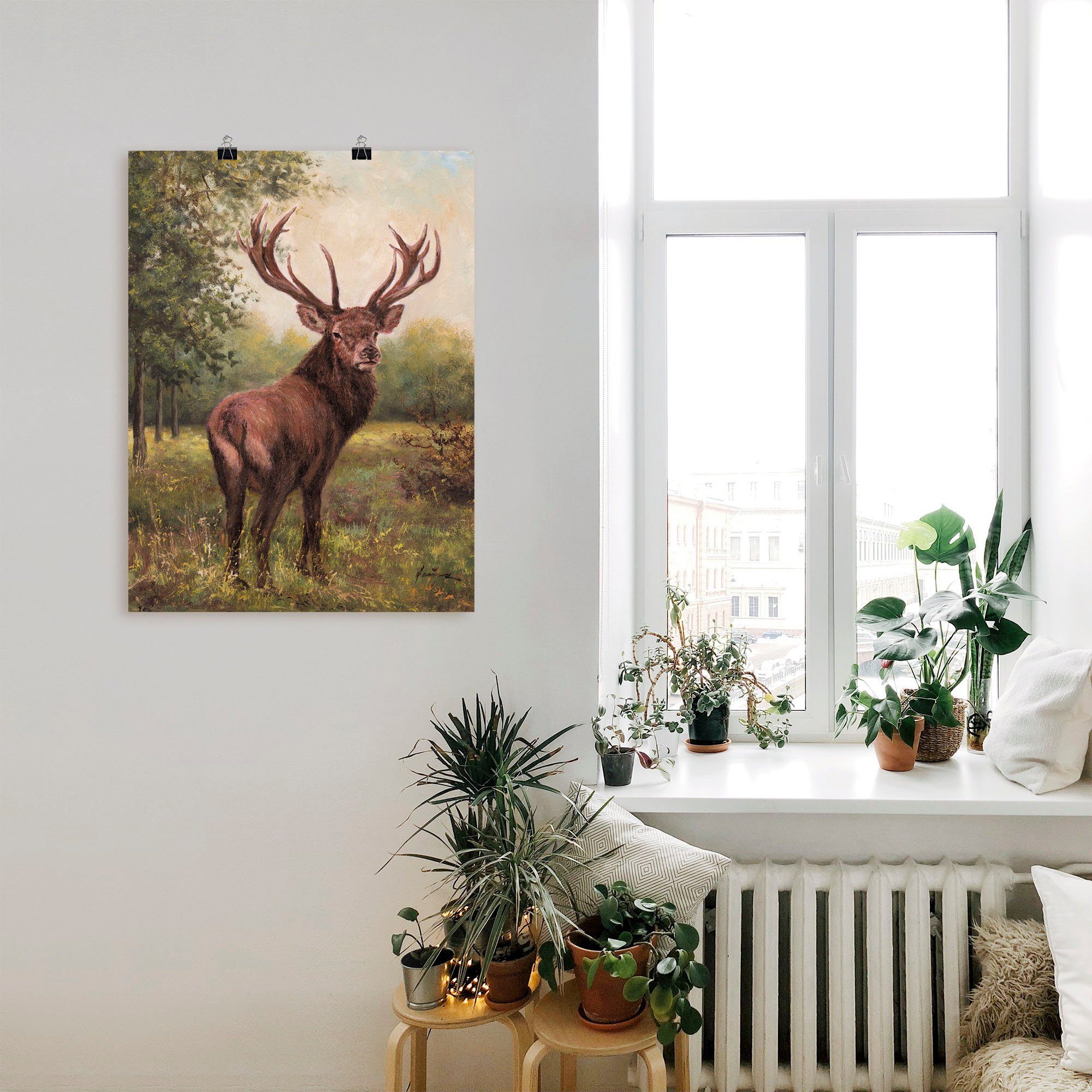 Artland Wandbild Hirsch, Wildtiere (1 St), als Leinwandbild, Poster in verschied. Größen