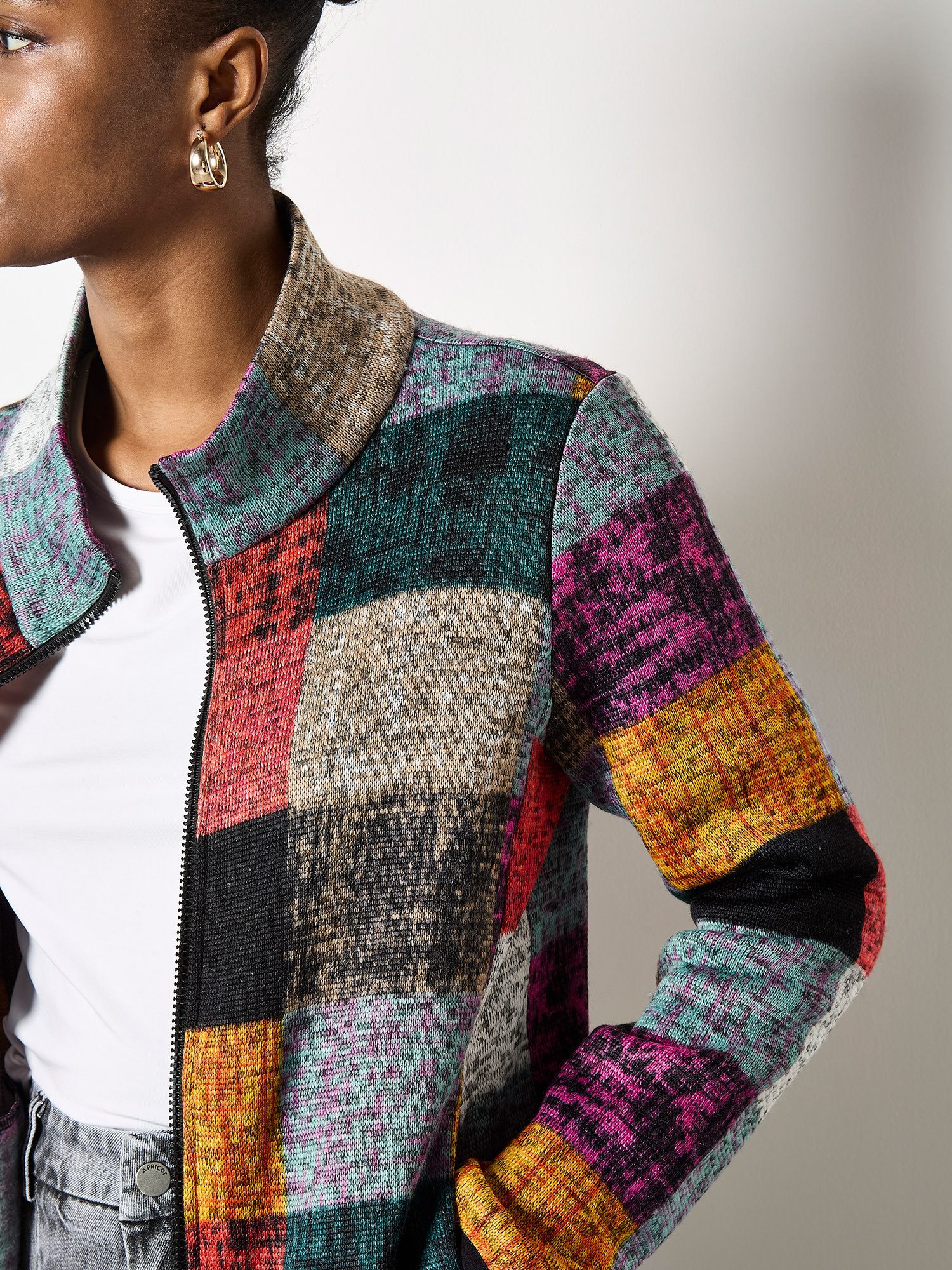 Apricot Kurzjacke Fleecejacke mit Karomuster – Bild 4 von 5