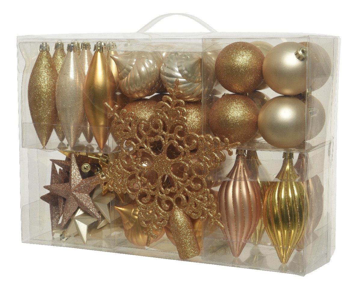 Kaemingk Christbaumschmuck, Christbaumschmuck Kunststoff mit Christbaumstern 60er Set - Karamel